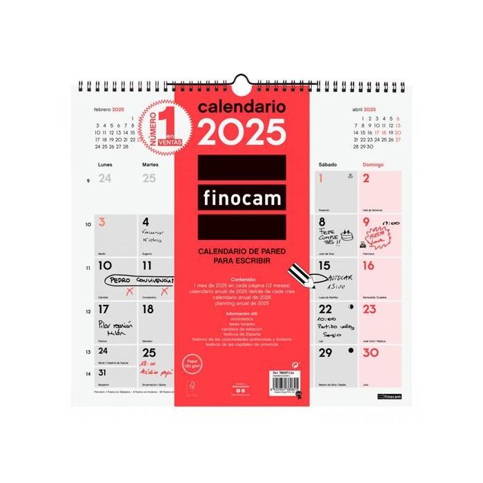 Finocam Calendario De Pared Para Escribir L-340x320 mm Neutro 2025 Finocam Calendario De Pared Para Escribir L-340x320 mm Neutro 2025