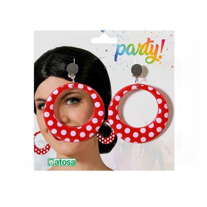 Pendientes Circular Flamenca Color Rojo Para Disfraz