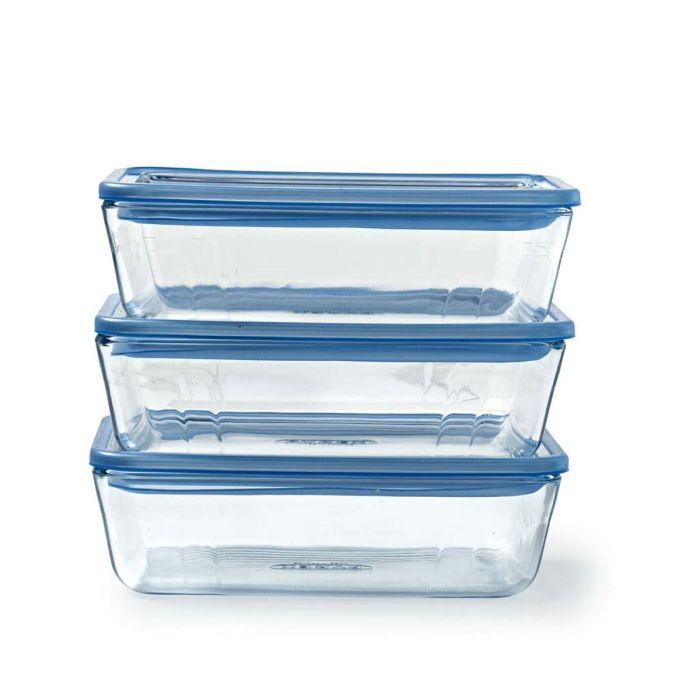 Pyrex 3426470296250 Juego de 3 Recipientes con Tapa de Vidrio Rectangular 1,5 L 9 Pyrex 3426470296250 Juego de 3 Recipientes con Tapa de Vidrio Rectangular 1,5 L 9