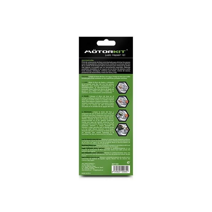 Kit Restaurador De Faros Motorkit Cs6 MOT1000 3 Kit Restaurador De Faros Motorkit Cs6 MOT1000 3