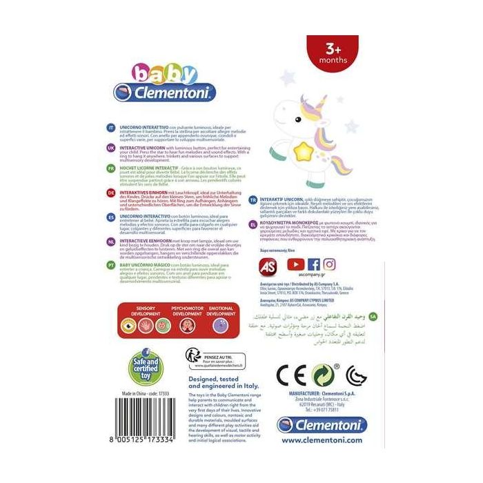 Clementoni Sonajero Unicornio Musical con Sonido 15x22x7cm 6