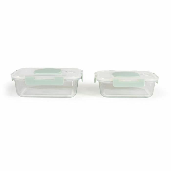 Juego de 2 recipientes para vacío - LIVOO - MEN404V - 1,04 L y 1,5 L - Vidrio borosilicato - Tapa de plástico - Encajables 4 Juego de 2 recipientes para vacío - LIVOO - MEN404V - 1,04 L y 1,5 L - Vidrio borosilicato - Tapa de plástico - Encajables 4