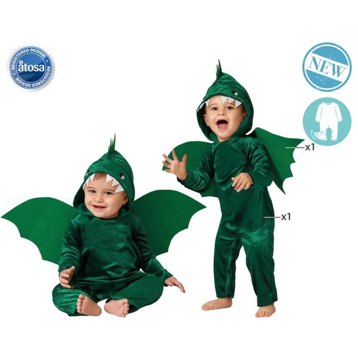 Disfraz de Dragón Verde con Alas para Bebé Unisex 6-12 Meses Disfraz de Dragón Verde con Alas para Bebé Unisex 6-12 Meses