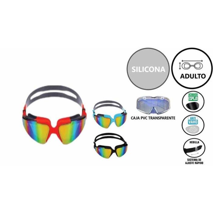 Poessa Gafas de Natación para Adulto con Lente de Policarbonato Polarizada y Efecto Metalizado, Silicona, Modelos Surtidos 1 Poessa Gafas de Natación para Adulto con Lente de Policarbonato Polarizada y Efecto Metalizado, Silicona, Modelos Surtidos 1