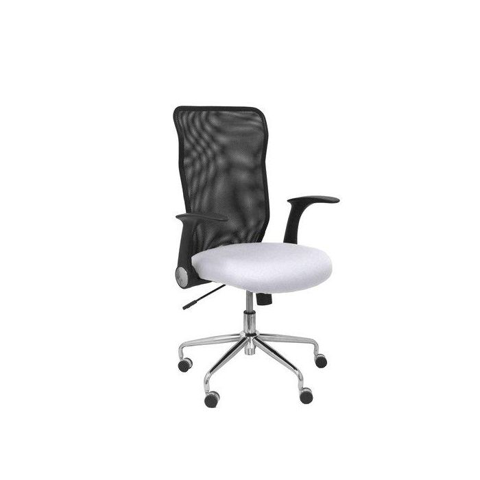 Silla Piqueras Y Crespo Minaya Brazos Retractiles Mecanismo Basculante Ergonomica Respaldo Malla Transpirable Negra Asiento Tapizado Bali Blanco