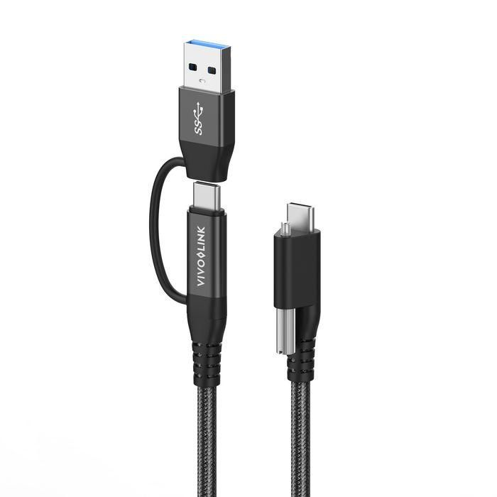 Vivolink Cable USB-C dos en uno 1.5m Negro 10 Gbps 5~20V/5A 100W 1