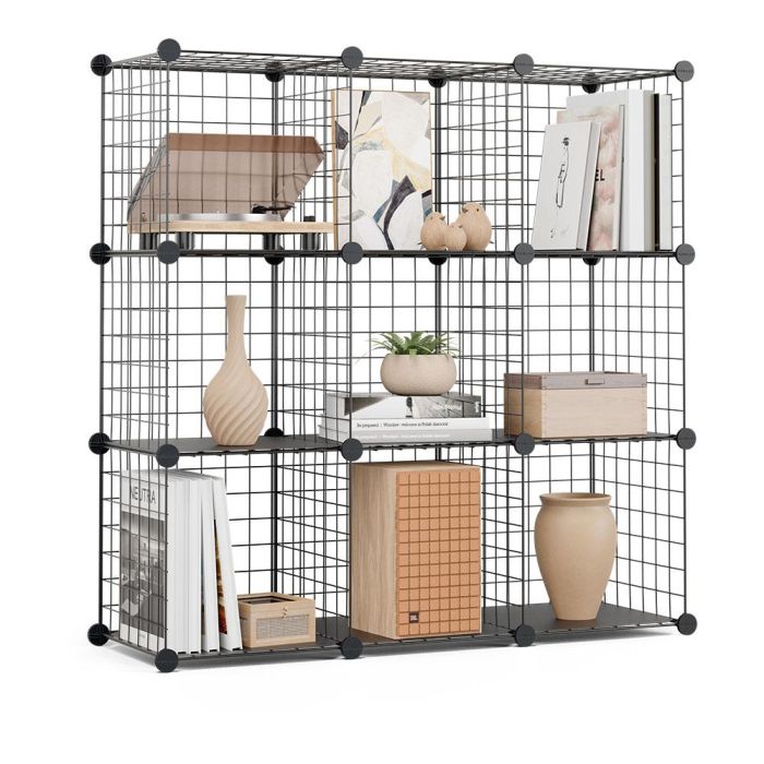 Newlux Titan c9 Estantería Modular Metálica Rejilla 9 Módulos Negro 90 kg Carga Máxima 1