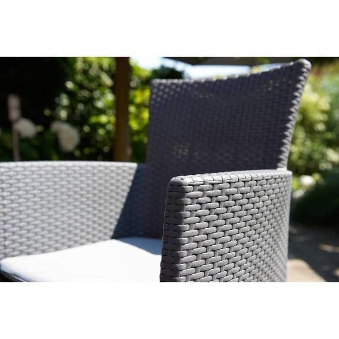 IOWA Sillón de jardín tejido de ratán gris 2 IOWA Sillón de jardín tejido de ratán gris 2