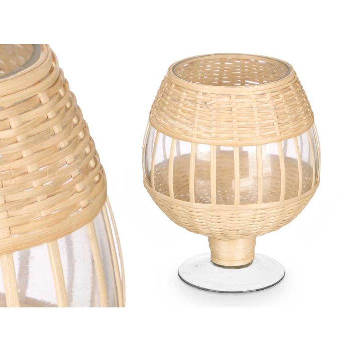Portavela Copa Vidrio Rattan Giftdecor 18X22CM (6 Unidades) 1 Portavela Copa Vidrio Rattan Giftdecor 18X22CM (6 Unidades) 1
