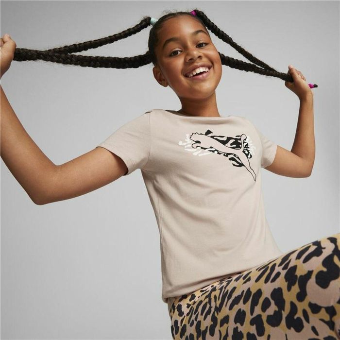 Camiseta de Manga Corta Infantil Puma Beige 2 Camiseta de Manga Corta Infantil Puma Beige 2