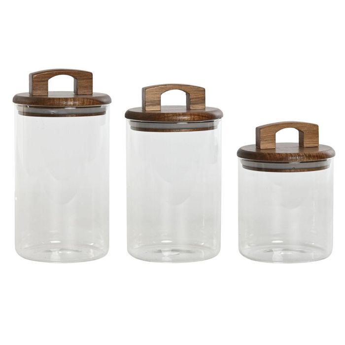 Bote Basicos DKD Home Decor Transparente Marron 10 x 20 x 10 cm Set de 3 Bote Basicos DKD Home Decor Transparente Marron 10 x 20 x 10 cm Set de 3