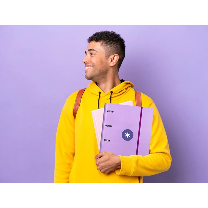 Antartik Carpeta con Recambio A4 Cuadro 5mm Forrada 4 Anillas 40mm Redondas con Solapa Color Lavanda 11 Antartik Carpeta con Recambio A4 Cuadro 5mm Forrada 4 Anillas 40mm Redondas con Solapa Color Lavanda 11