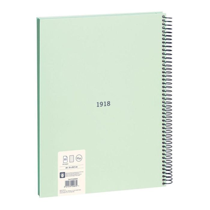 Milán Cuaderno A4 Colección 430 since 1918 con Espiral, 80 Hojas Pautado 7mm, Tapa Dura, Verde 1