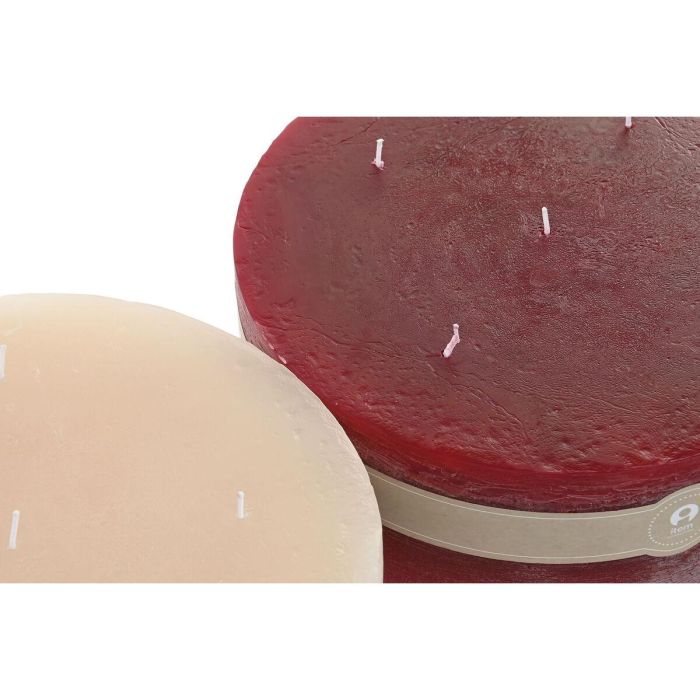 Vela Home ESPRIT Rojo Crema Navidad 25 x 25 x 10 cm (2 Unidades) 1