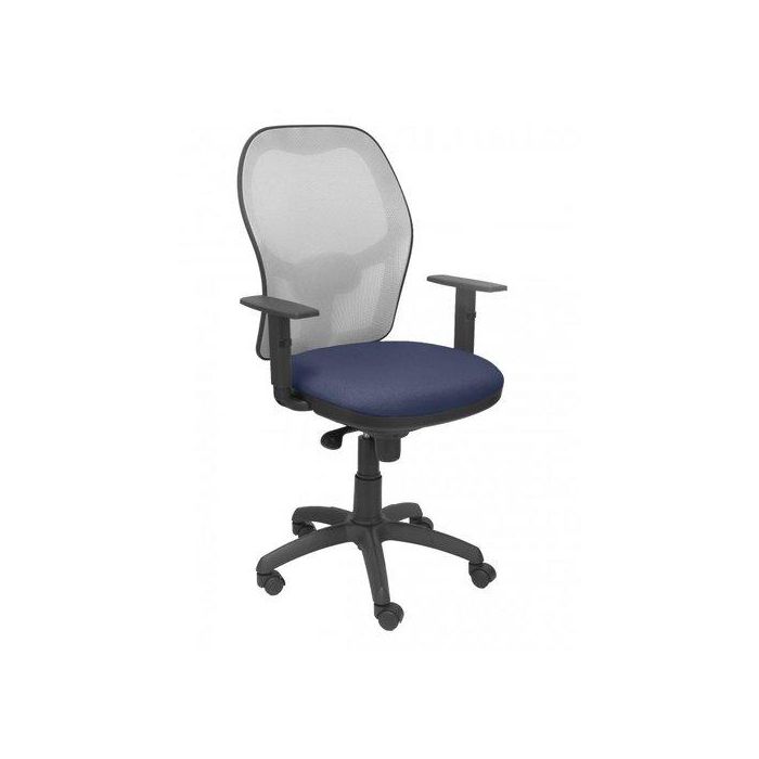 Silla Piqueras Y Crespo Jorquera Brazos Regulables Mecanismo Sincro Con Regulador De Tension Respaldo De Malla Gris Y Asiento Tapizado Bali Azul Marino