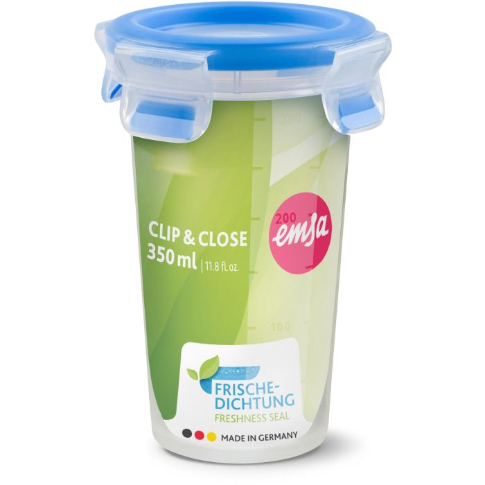 Emsa 508551 Runde Frischhaltedose mit Deckel. 0.35 Liter. Transparent/Blau 1