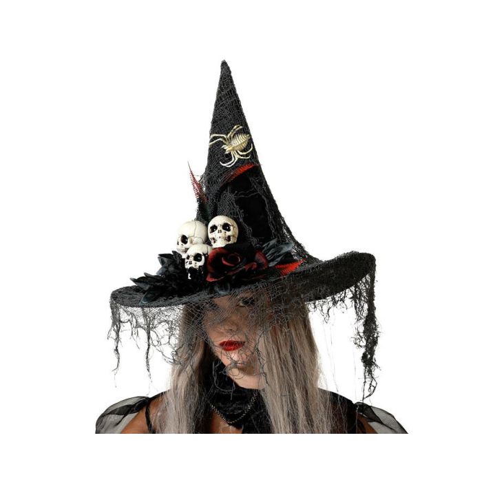 Sombrero de Bruja Harapiento Negro con Puntas Retorcidas - Accesorio para Disfraz de Halloween