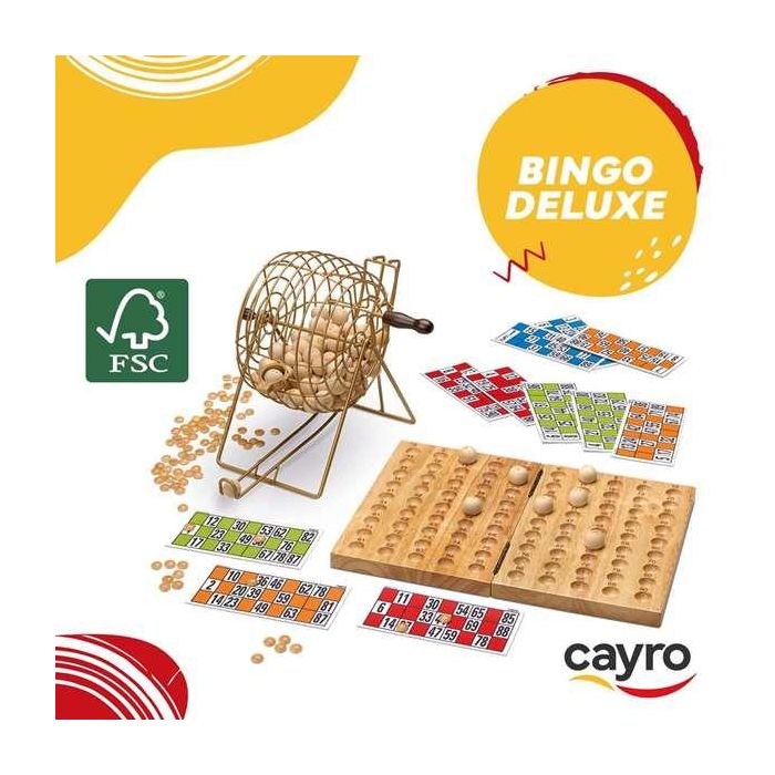 Cayro Bingo de Madera y Metal con Cartones 26x24x33 cm, Edad Mínima 3 Años 6