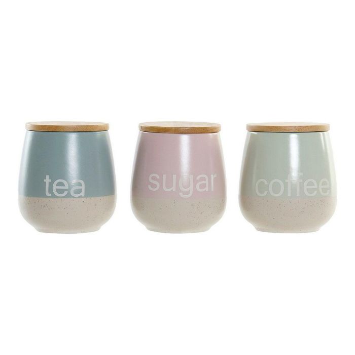 DKD Home Decor Bote Scandi Colección Pasteles Lianfeng, Gres y Rubberwood, 3 Unidades Surtidas Rosa Verde Azul 10x16x10 cm, Apto Lavavajillas 0 DKD Home Decor Bote Scandi Colección Pasteles Lianfeng, Gres y Rubberwood, 3 Unidades Surtidas Rosa Verde Azul 10x16x10 cm, Apto Lavavajillas 0