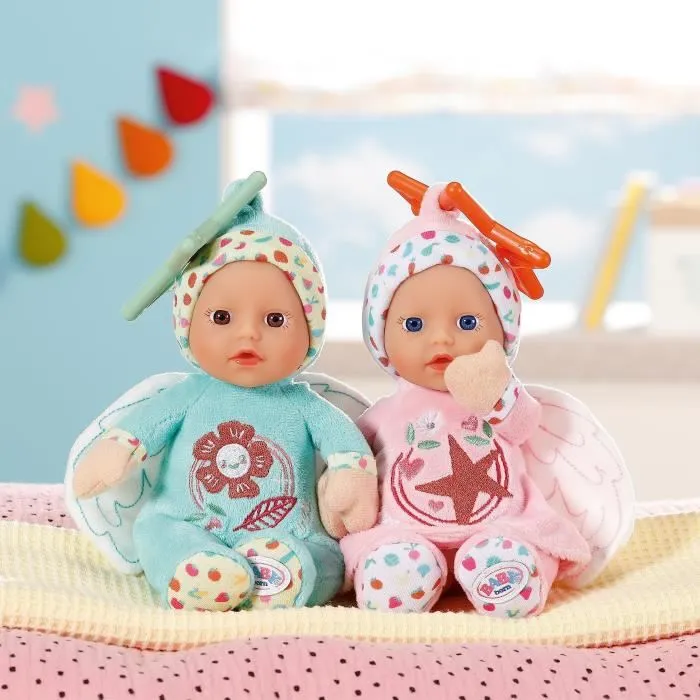 Baby Born 2 Muñecos de Trapo Ángel 18cm, muy suaves, con sonajero integrado y sistema acoplable, para bebés desde 0 meses 2
