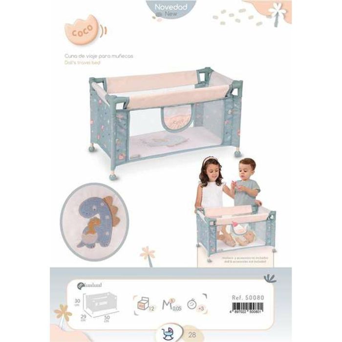 Decuevas Cuna de Viaje para Muñecas hasta 46 cm Coco 50x29x30 cm 2