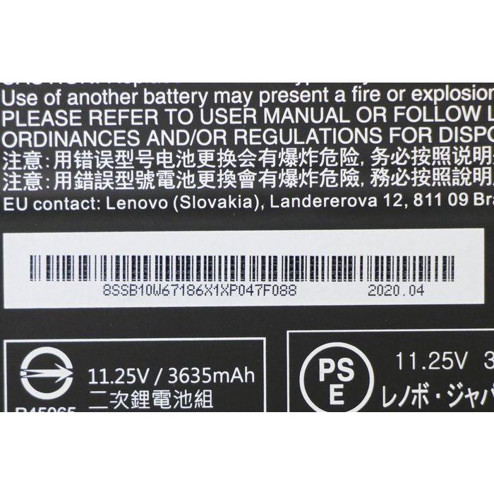 Lenovo 3-cell lithium-ion battery, 42Wh capacity, 11.25V voltage, designed for specific Lenovo devices. 4 Lenovo 3-cell lithium-ion battery, 42Wh capacity, 11.25V voltage, designed for specific Lenovo devices. 4