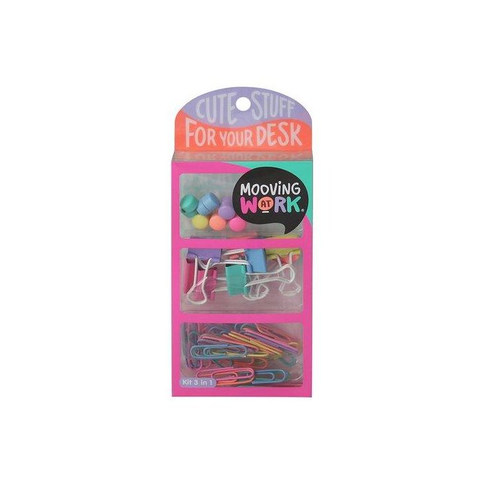 Set De Papeleria Mooving Kit 3 En 1 Pink