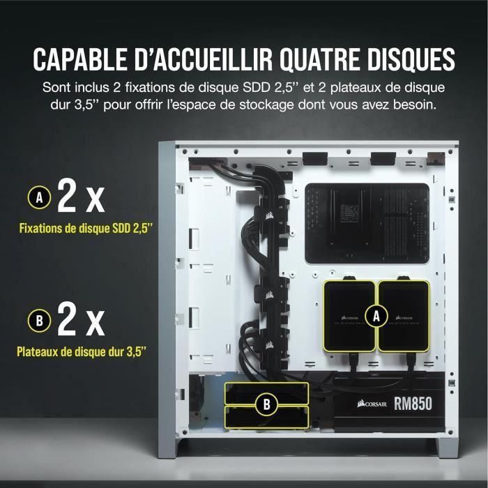 Caja para PC CORSAIR 4000D Airflow - Semitorre - Cristal templado - Blanco (CC9011201WW) 3 Caja para PC CORSAIR 4000D Airflow - Semitorre - Cristal templado - Blanco (CC9011201WW) 3