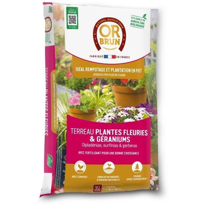 Or Brun OBRTGER35N Tierra para plantas con flores y geranios O MARRÓN 35 L