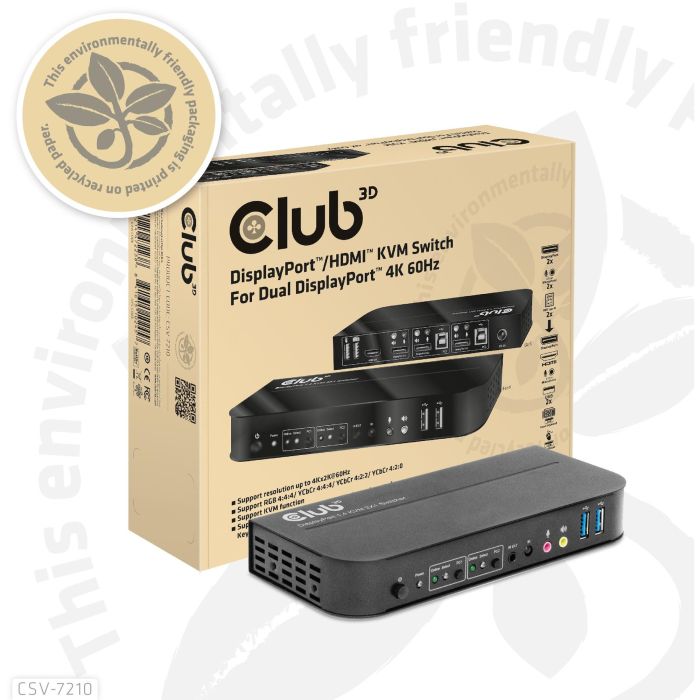 Club3D KVM Switch 4K60Hz 2x DisplayPort a HDMI o DisplayPort / 2x USB / Audio 1 Club3D KVM Switch 4K60Hz 2x DisplayPort a HDMI o DisplayPort / 2x USB / Audio 1
