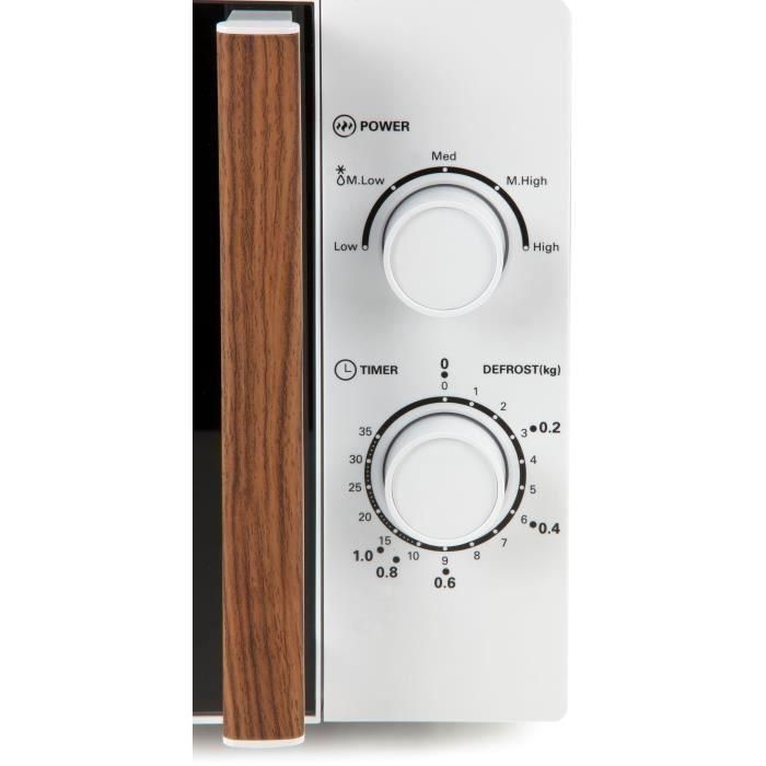 Horno microondas DOMO DO2720 - 20L - 700W - Temporizador 35 min - Función descongelación - L44 x P35,8 x H 25,8 cm - Acabado en madera blanca 4 Horno microondas DOMO DO2720 - 20L - 700W - Temporizador 35 min - Función descongelación - L44 x P35,8 x H 25,8 cm - Acabado en madera blanca 4
