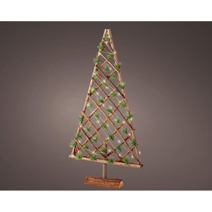 Árbol decorativo microled de madera, 80 cm