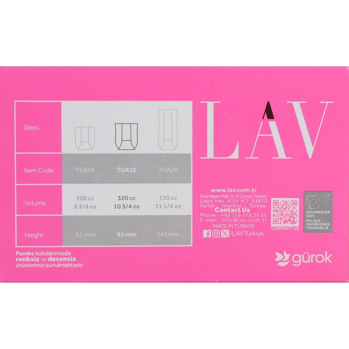 Lav Set 6 Vasos Agua "Tuana" 320 cc Medidas 7.5x7.5x9.5 cm (8 Cajas) Lav Set 6 Vasos Agua "Tuana" 320 cc Medidas 7.5x7.5x9.5 cm (8 Cajas)