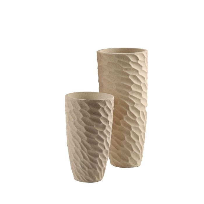 DKD Home Decor Macetero de Fibra de Vidrio Beige 36.5 x 36.5 x 61 cm 1