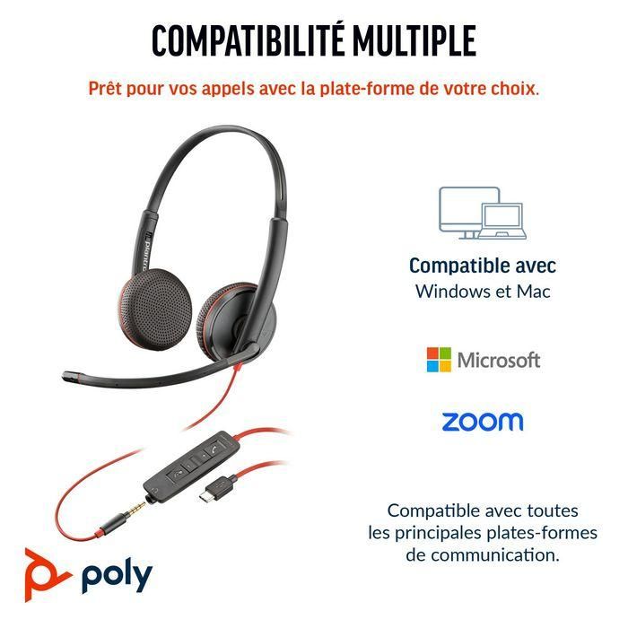 Poly C3225 Auriculares Stereo USB-C con Micrófono Flexible para Oficina y Empresa - Serie Blackwire 3200 de Diseño Elegante y Audio Calidad 4 Poly C3225 Auriculares Stereo USB-C con Micrófono Flexible para Oficina y Empresa - Serie Blackwire 3200 de Diseño Elegante y Audio Calidad 4