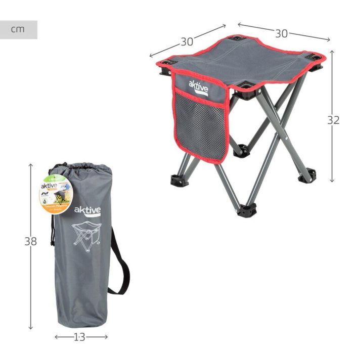 Taburete Aktive Plegable Camping Gris 30 x 32 x 30 cm (4 Unidades) 3 Taburete Aktive Plegable Camping Gris 30 x 32 x 30 cm (4 Unidades) 3