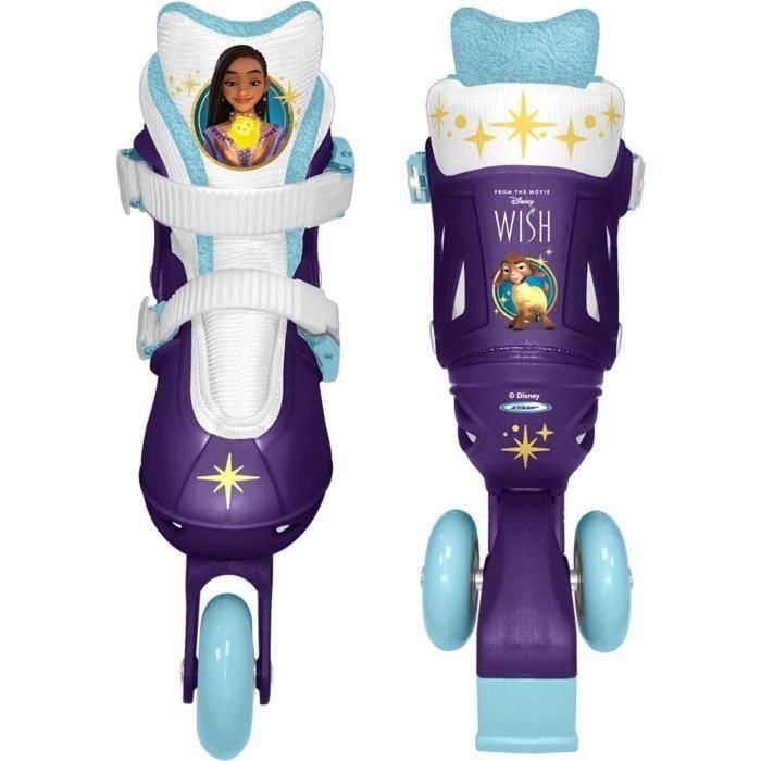 Patines en Línea Dos en Uno - DISNEY - WISH - 3 Ruedas - Tri skate y Roller en lino - Talla ajustable 27-30 1