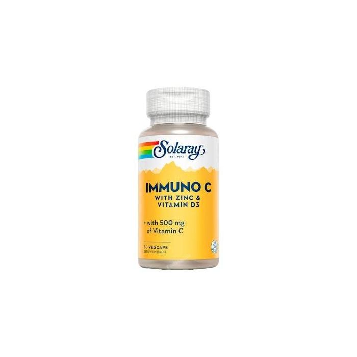 SOLARAY Immuno C +D3+Zn 30Vcap. Vitaminas para el Sistema Inmune con Ácido Ascórbico y Colecalciferol