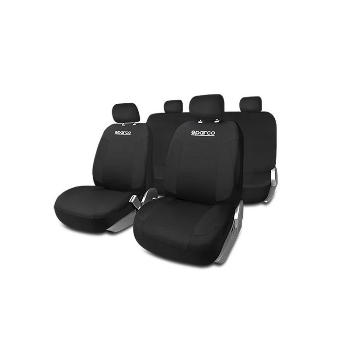 Sparco SPCS439BK Juego Fundas Asiento Coche Strada Negro, Ajuste Universal, Traseros 3 Cremalleras, Lavables Sparco SPCS439BK Juego Fundas Asiento Coche Strada Negro, Ajuste Universal, Traseros 3 Cremalleras, Lavables