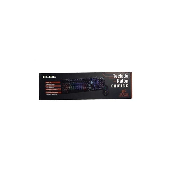 Elbe PTR-103-G Pack Teclado y Ratón Gaming con Luces LED, Teclado Mecánico 104 Teclas, Ratón 3 DPI 4