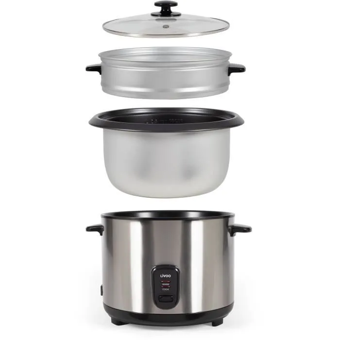 Livoo Olla Arrocera y Vaporera DOC293 de Acero Inoxidable, 2.8L, 1000W, Mantiene Caliente 2