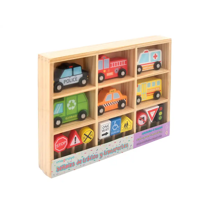 Imaginovo Juego Infantil de Madera Vehículos y Señales de Tráfico +3 Años 16 Piezas 30x22x4cm 7