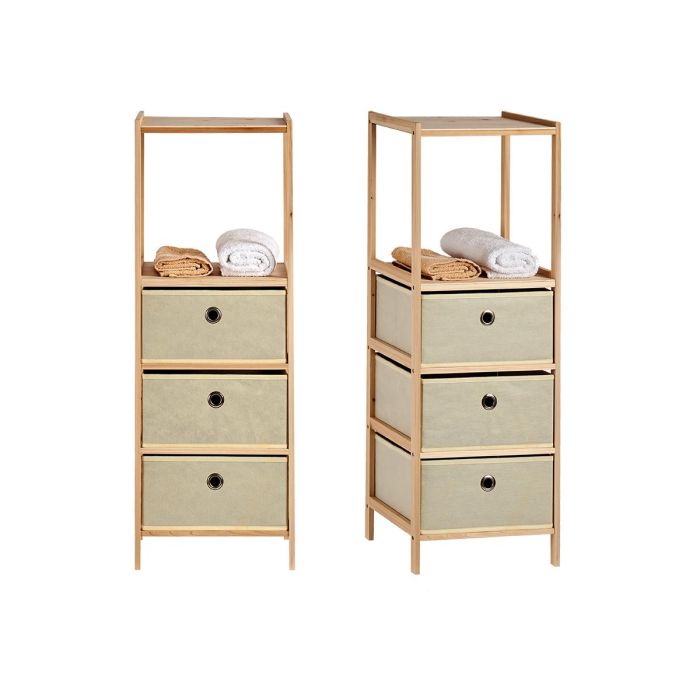 Kipit Estanteria 2 Baldas 3 Cajones Natural 26 x 89 x 32 cm (Set de 4)