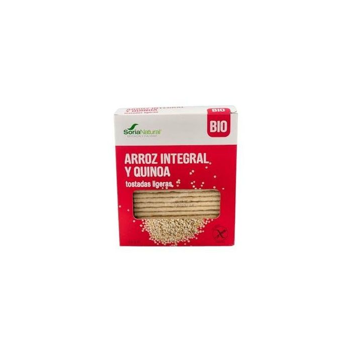 Soria Natural Tostadas de Arroz Integral y Quinoa Bio 85g, Crujientes, sin grasa, sin azúcares y fuente de fibra
