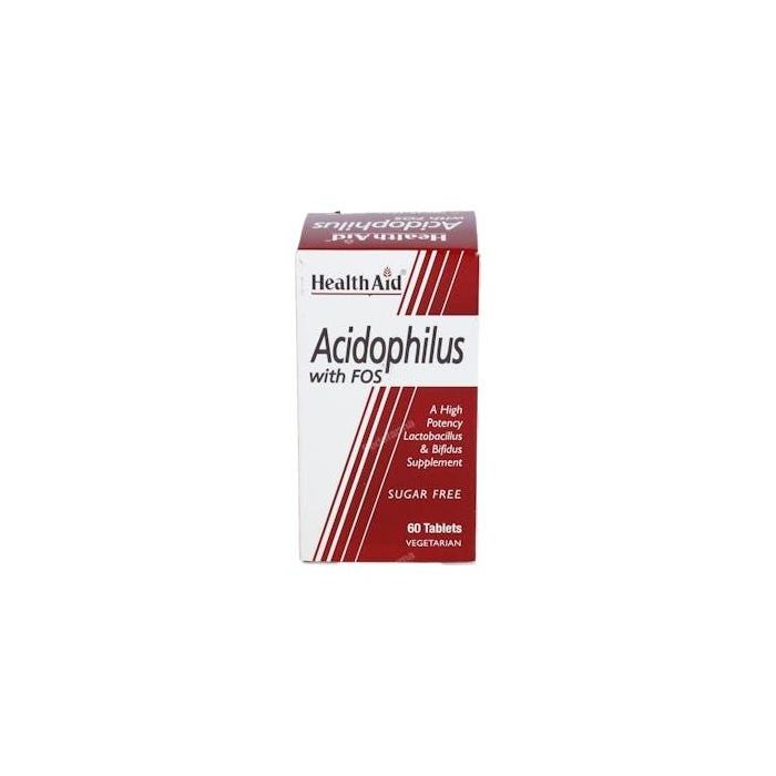 HEALTH AID Acidophilus Mega Potency: Lactobacilos, Bifidobacterias y FOS para Flora Intestinal y Digestión - 60 Comprimidos