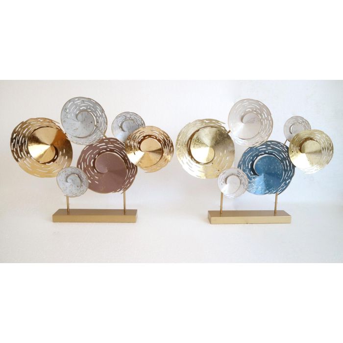 DKD Home Decor Decoración Abstracta Moderna Metal Azul Dorado Marrón 65.4 x 51 x 9 cm (2 Unidades)