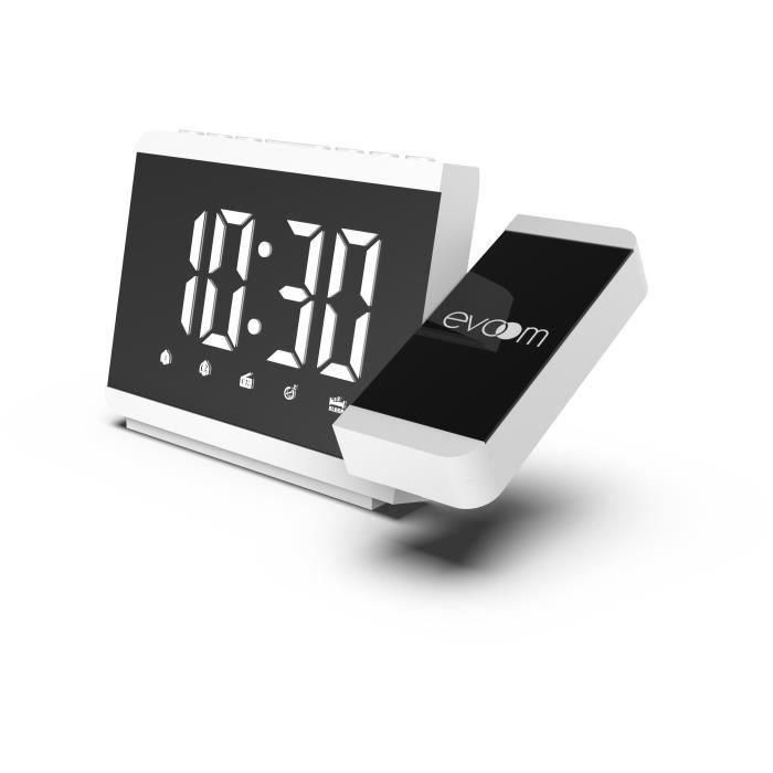 Despertador proyector - EVOOM - EV304588 - Blanco - Radio FM - 2 alarmas - Proyección de la hora 2 Despertador proyector - EVOOM - EV304588 - Blanco - Radio FM - 2 alarmas - Proyección de la hora 2
