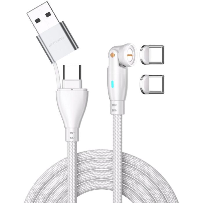 4smarts Cable USB-C/A Magnético 540 GravityCord 100W 1.8m Blanco