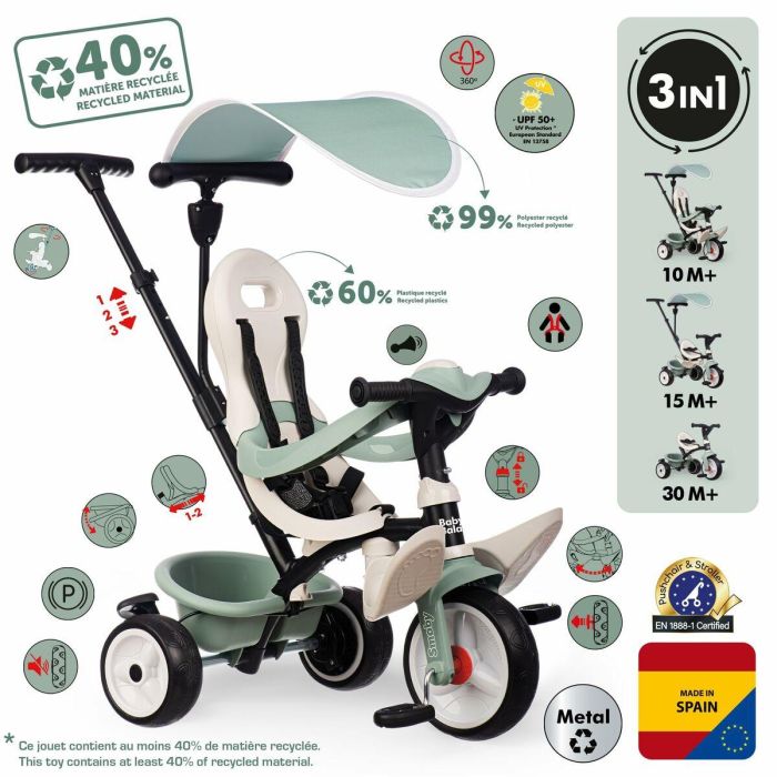 Smoby SMO7600741405 Triciclo para bebés S.Life Balade 6 Smoby SMO7600741405 Triciclo para bebés S.Life Balade 6