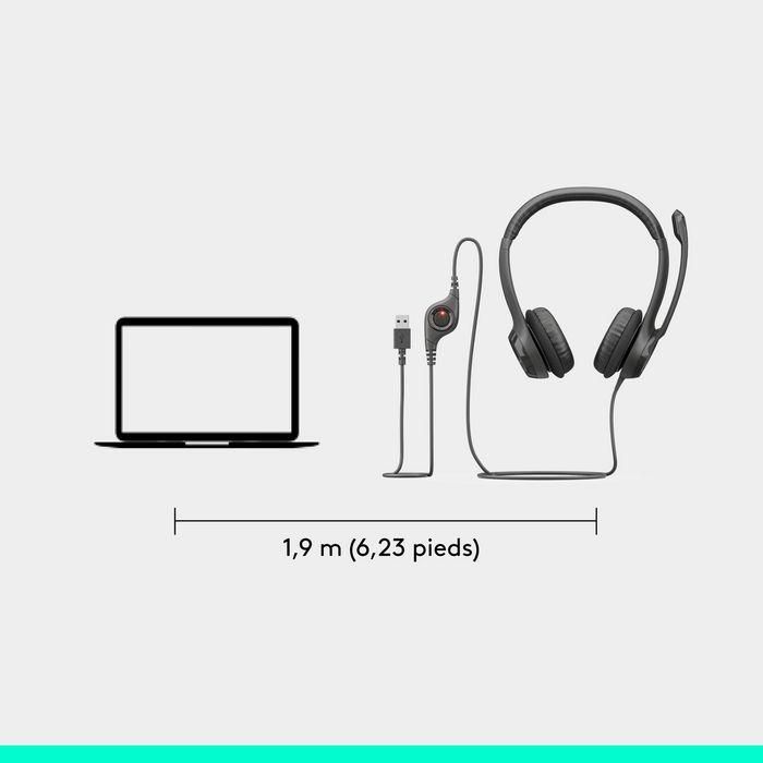 Logitech Auriculares H390 Diadema Acolchada Estéreo Micrófono Ajustable Control Volumen USB Negro 14